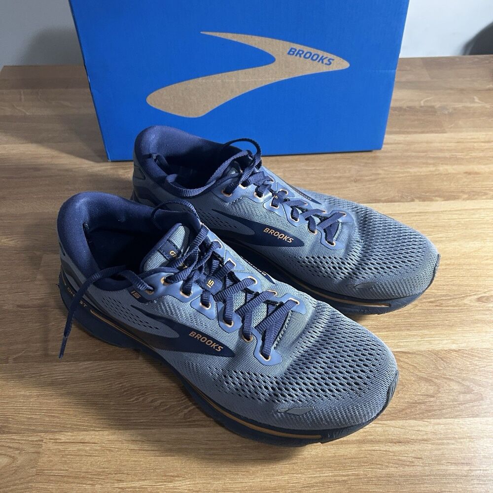 Brooks Ghost 15 Men’s Mesh Running Shoes Flintstone/Peacoat/ Size 10